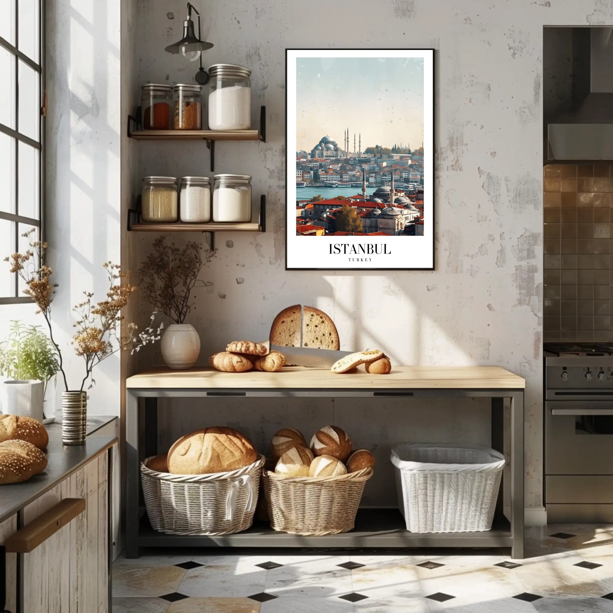 Istanbul's Iconic Skyline in Modern Photorealistic Cityscape Poster PosterGoat