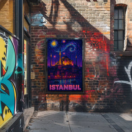 Istanbul's Mystical Nightscape Cultural or Heritage Poster PosterGoat