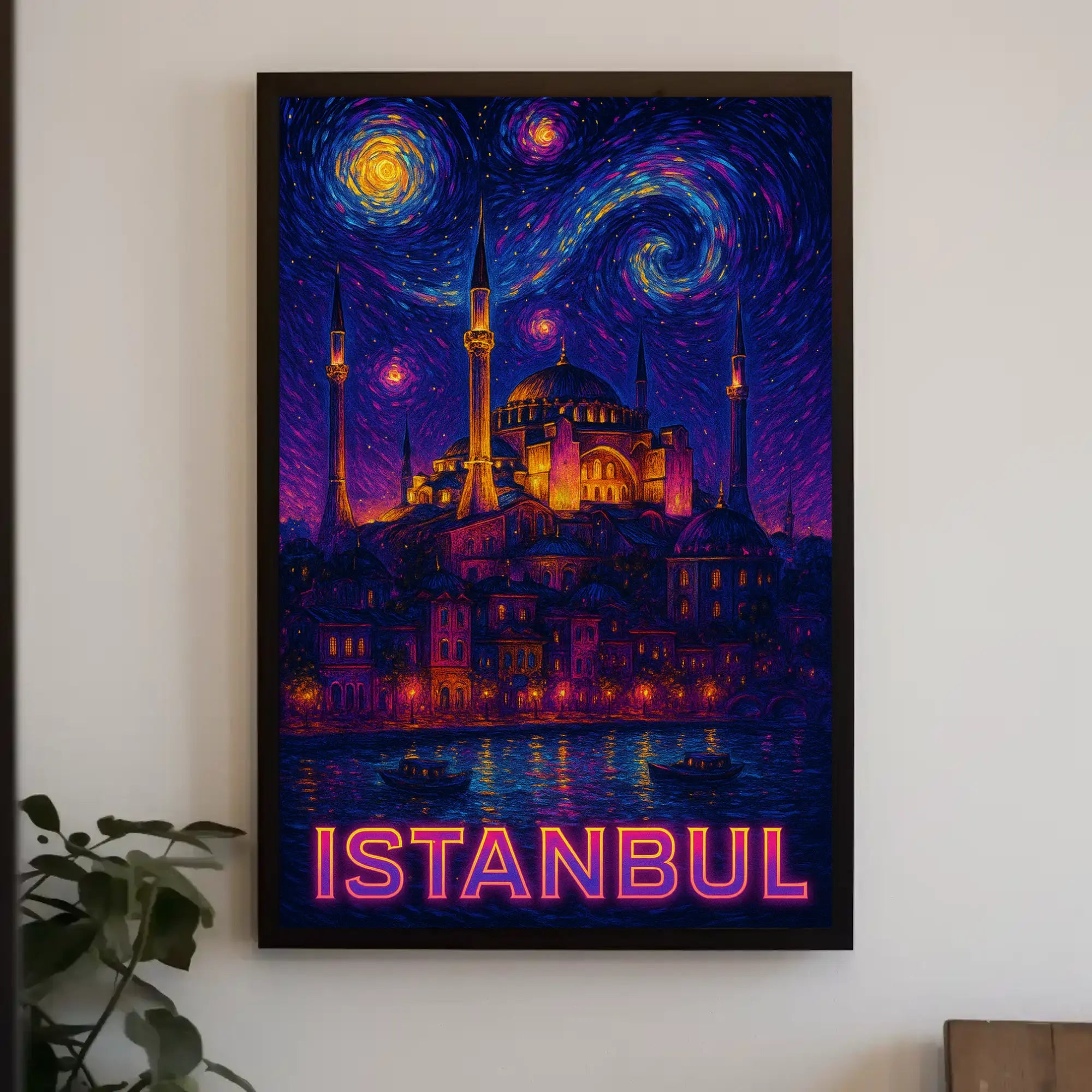 Istanbul's Mystical Nightscape Cultural or Heritage Poster PosterGoat