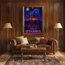 Istanbul's Mystical Nightscape Cultural or Heritage Poster PosterGoat