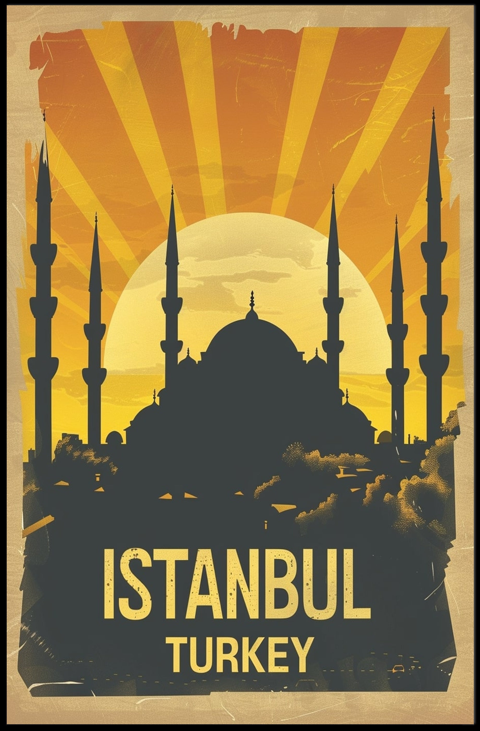 Istanbul's Sunset Silhouette Cultural Heritage Poster PosterGoat