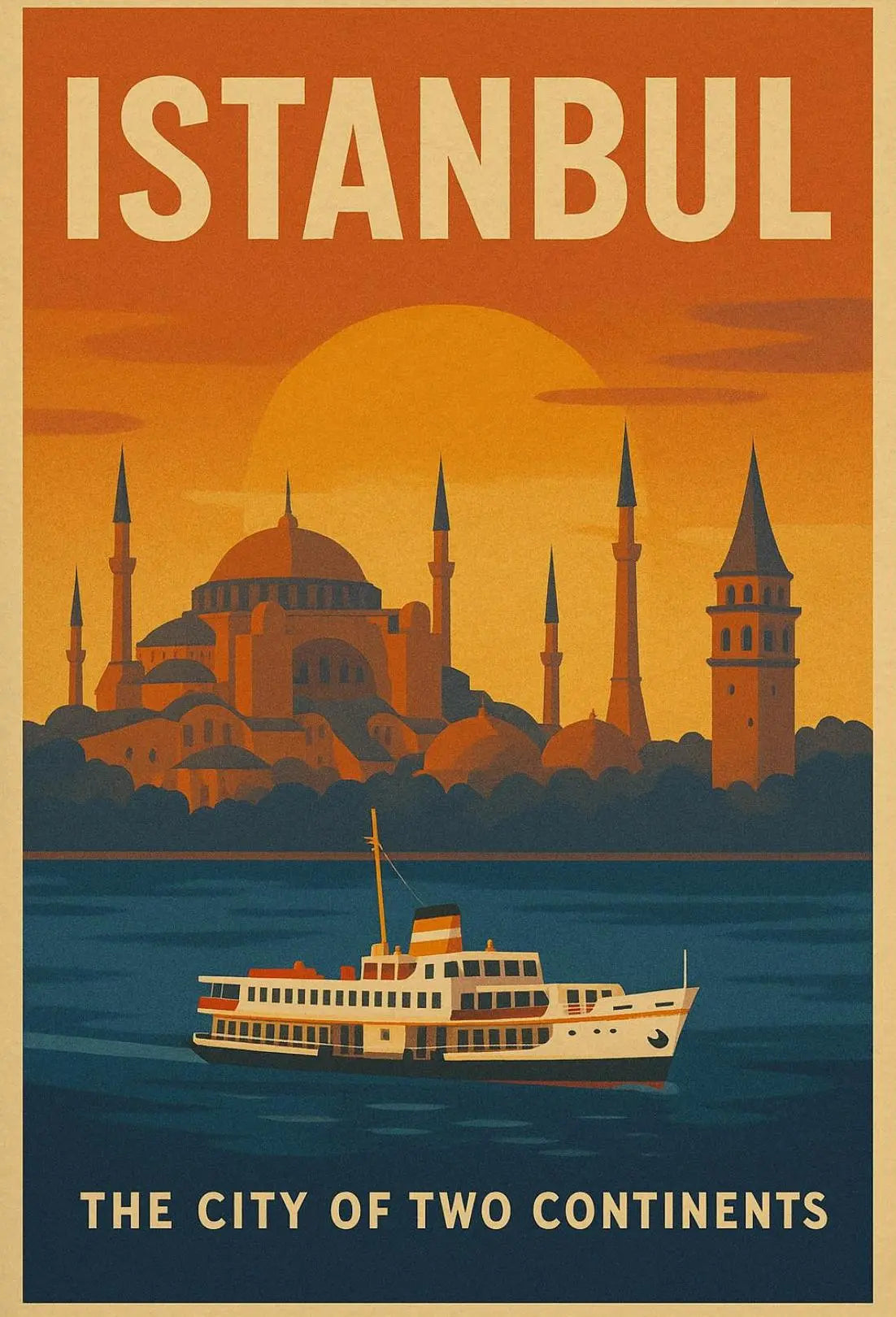Istanbul's Timeless Beauty Retro Travel Poster PosterGoat