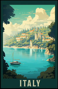 Italian Coastal Serenity Vintage Travel Poster PosterGoat