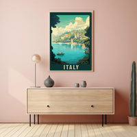 Italian Coastal Serenity Vintage Travel Poster PosterGoat
