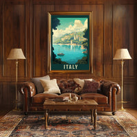 Italian Coastal Serenity Vintage Travel Poster PosterGoat