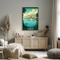 Italian Coastal Serenity Vintage Travel Poster PosterGoat