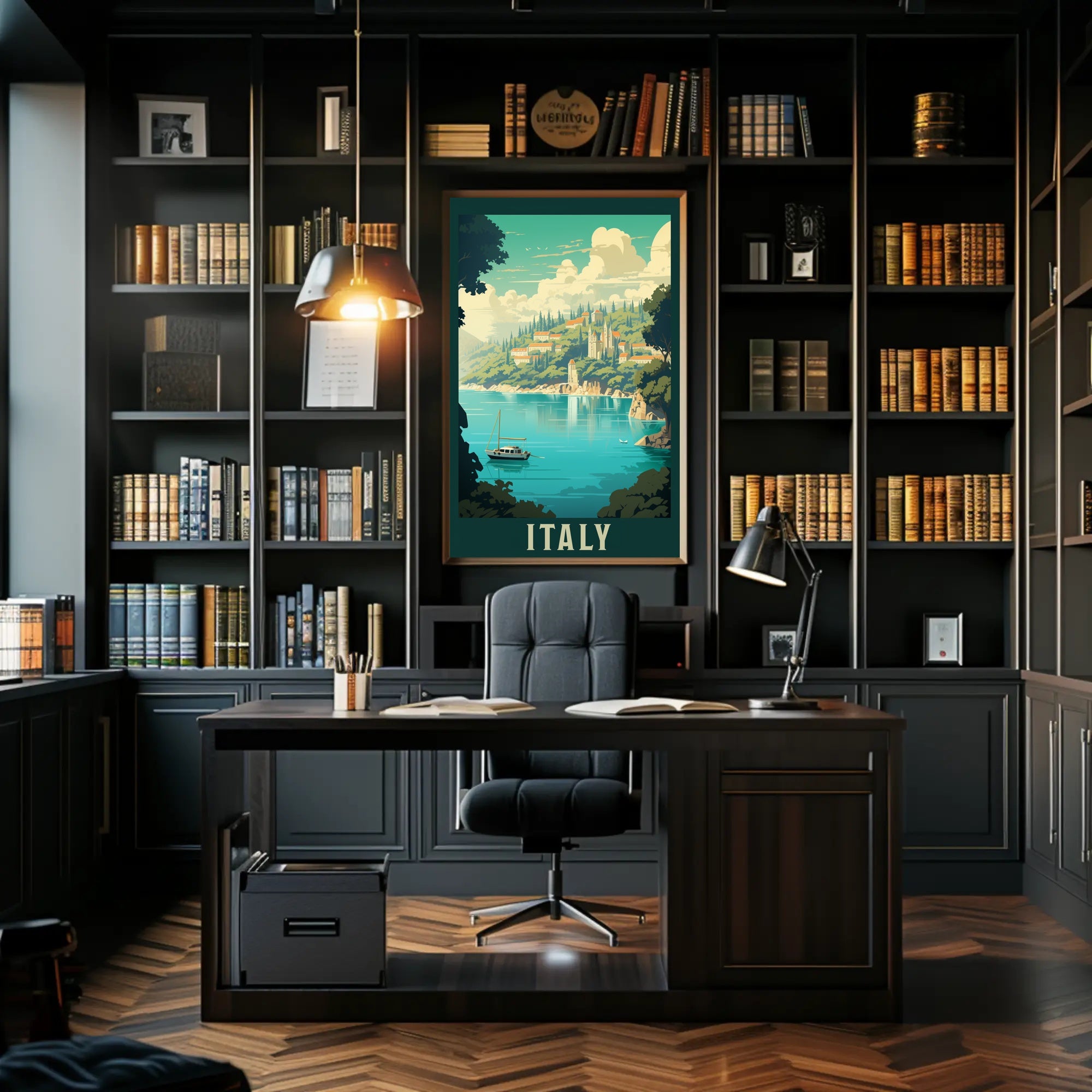 Italian Coastal Serenity Vintage Travel Poster PosterGoat