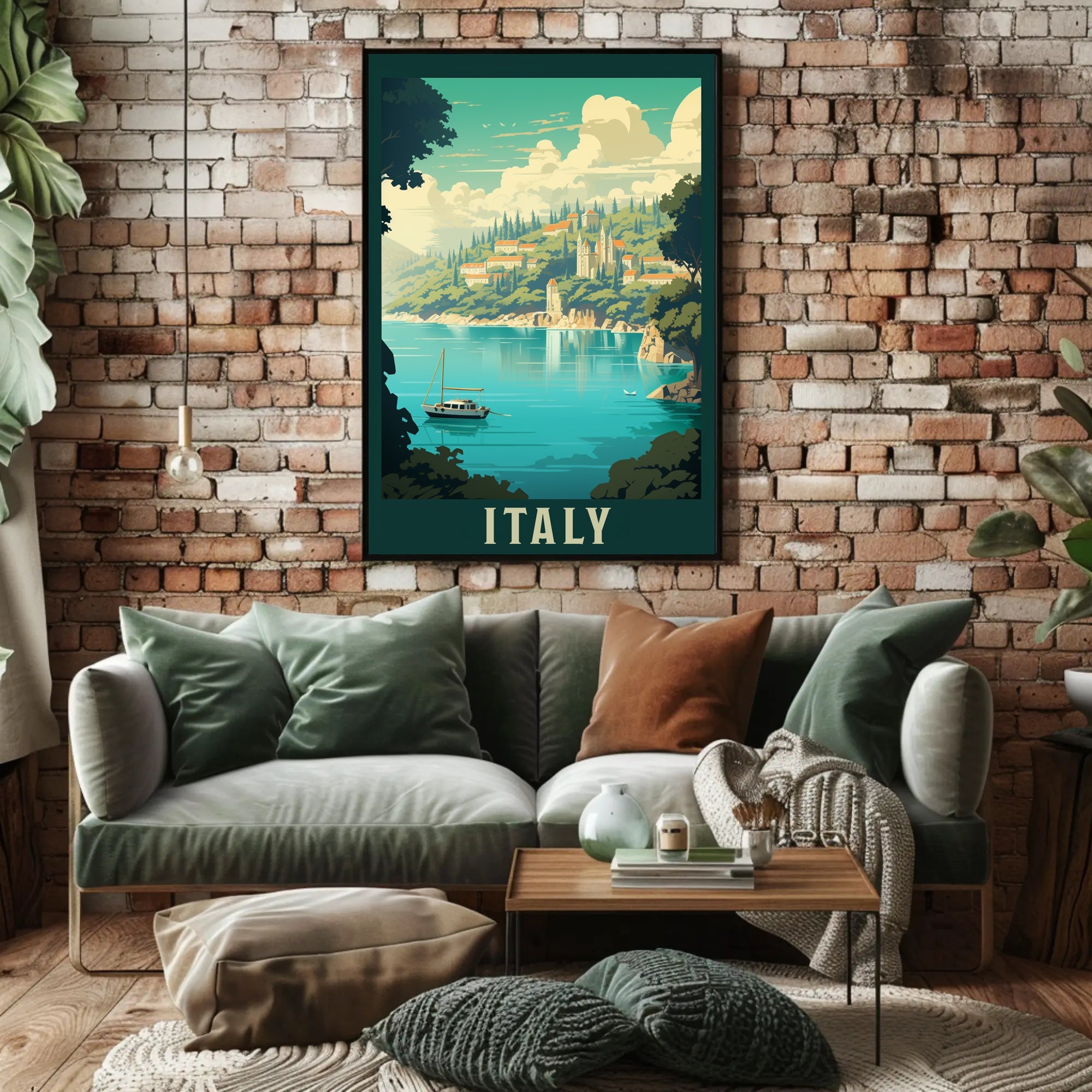 Italian Coastal Serenity Vintage Travel Poster PosterGoat
