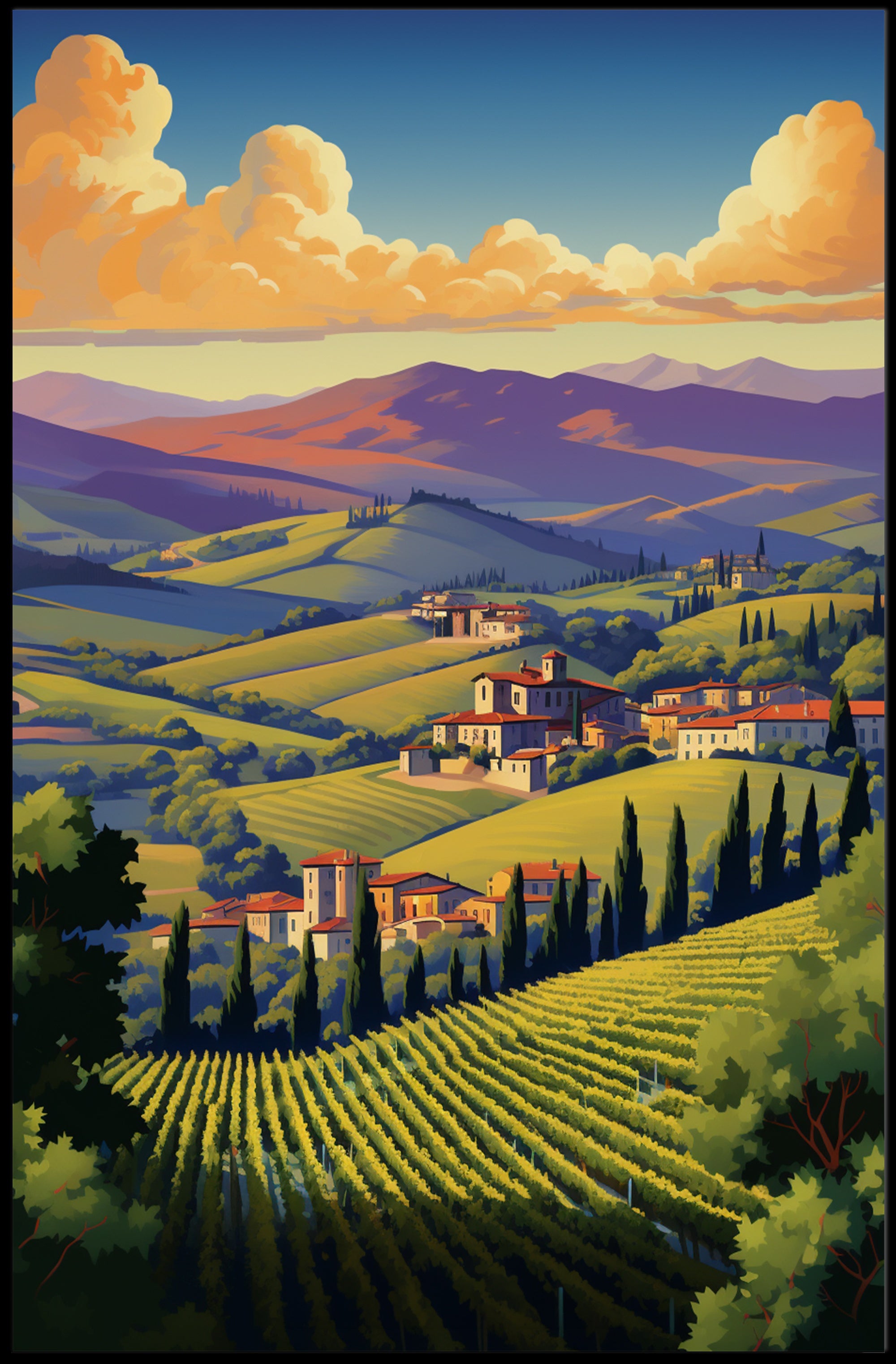 Italian Countryside Art: Tranquil Landscape Poster PosterGoat