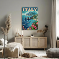 Italy Coastal View Vintage Travel Poster PosterGoat