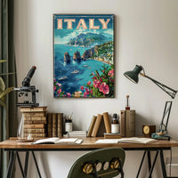 Italy Coastal View Vintage Travel Poster PosterGoat