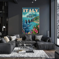 Italy Coastal View Vintage Travel Poster PosterGoat