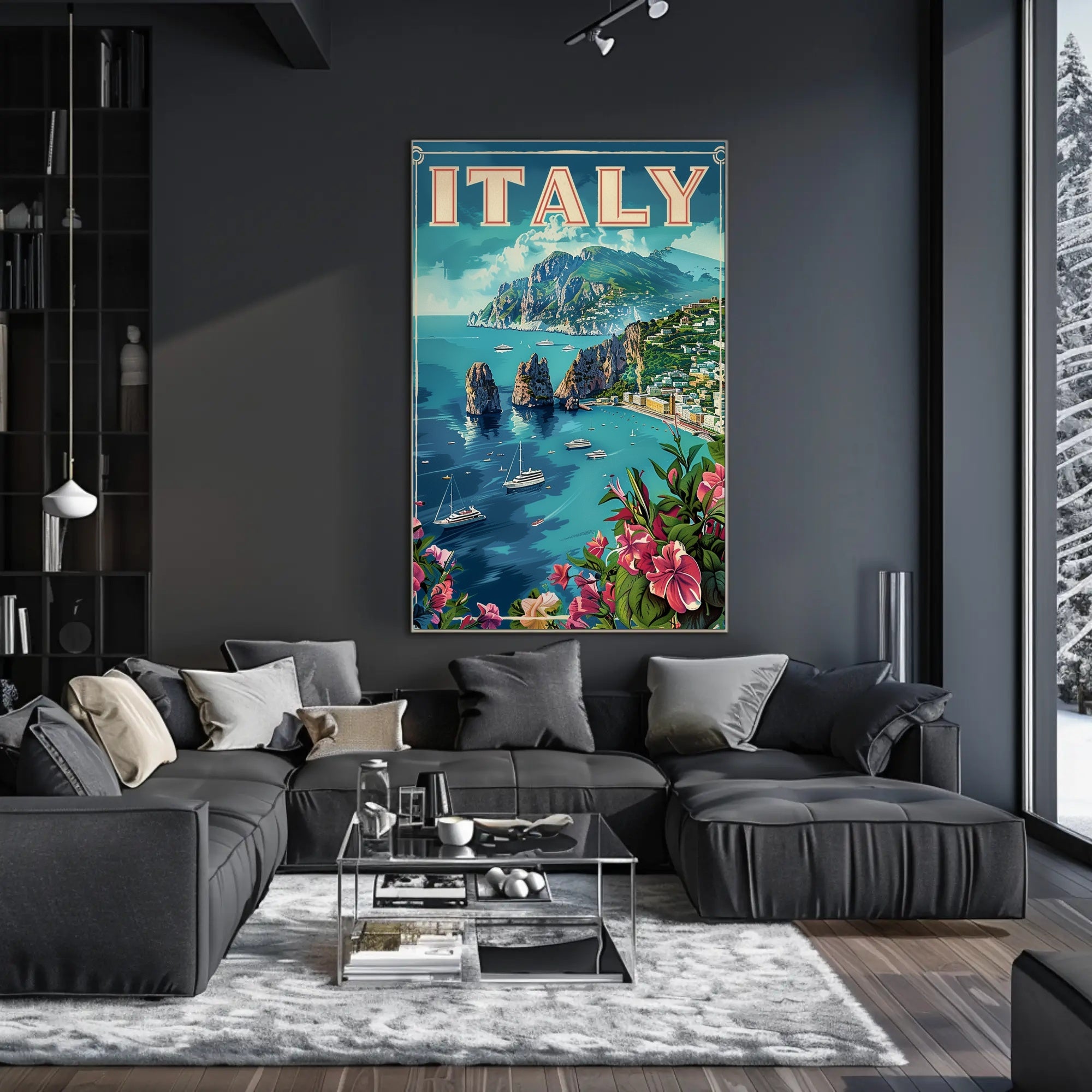 Italy Coastal View Vintage Travel Poster PosterGoat