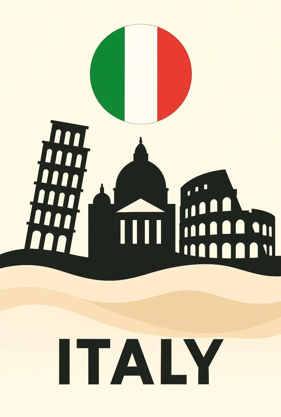 Italy's Iconic Landmarks Minimalist Travel Poster PosterGoat