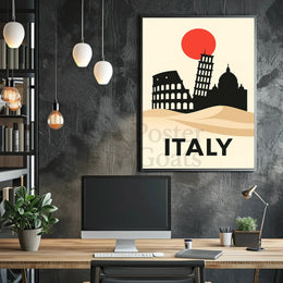 Italy's Iconic Landmarks Modern Travel Poster PosterGoat