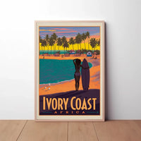 Ivory Coast Surfing Adventure Vintage Travel Poster PosterGoat