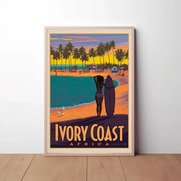 Ivory Coast Surfing Adventure Vintage Travel Poster PosterGoat