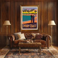 Ivory Coast Surfing Adventure Vintage Travel Poster PosterGoat