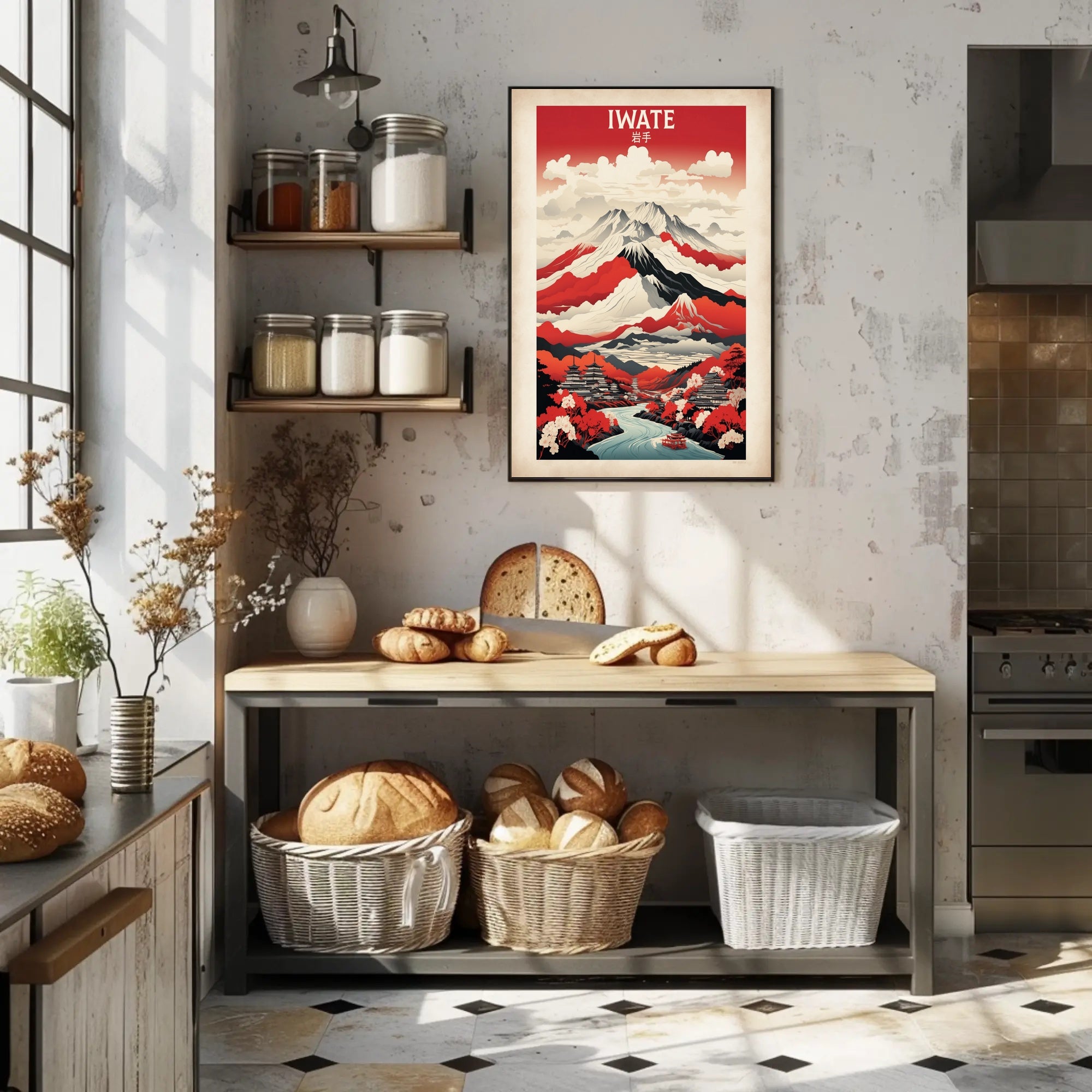 Iwate Landscape Illustration: Modern Travel Poster PosterGoat