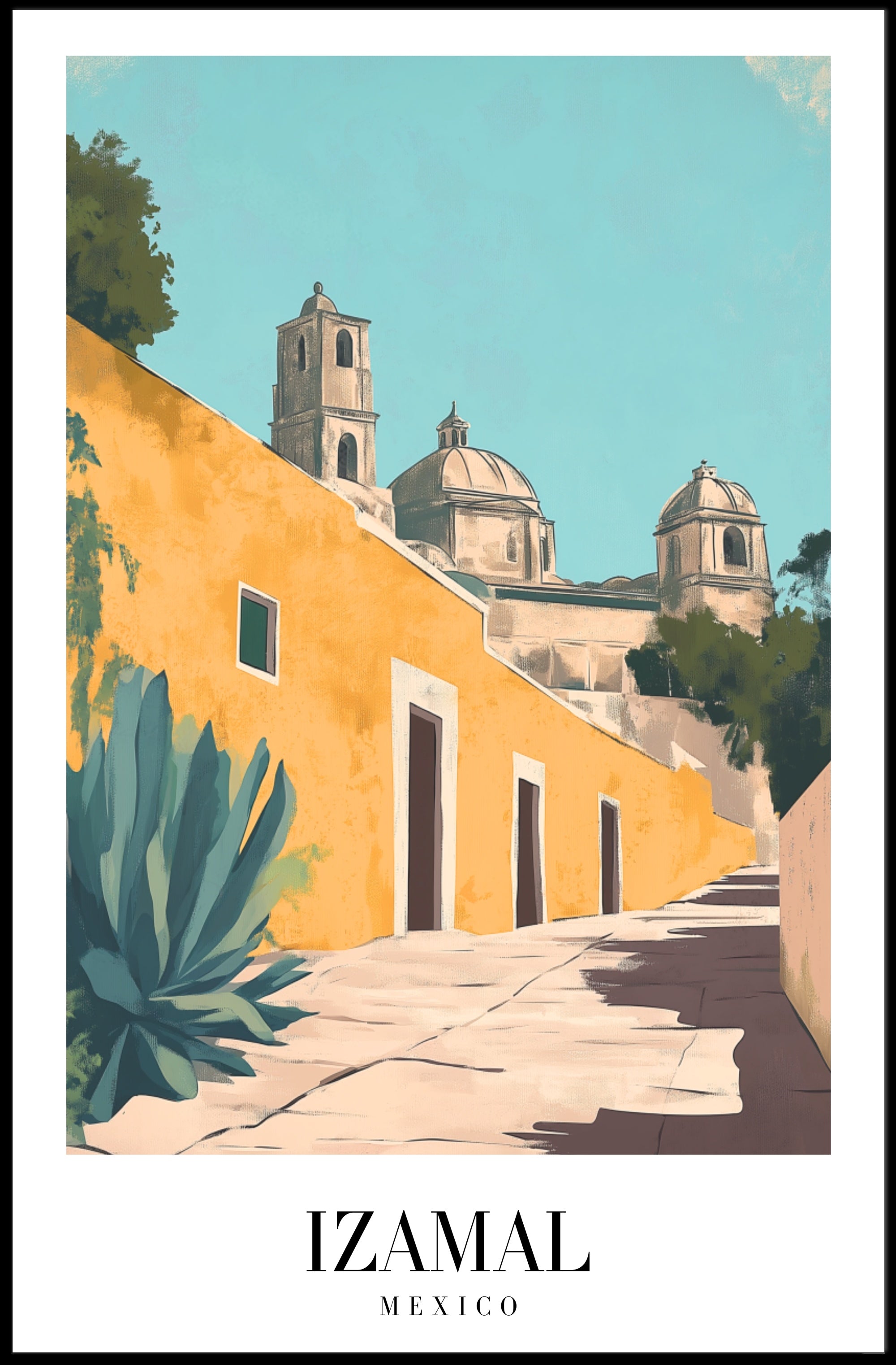 Izamal's Vibrant Yellow Streets: Cultural or Heritage Poster PosterGoat