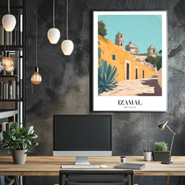 Izamal's Vibrant Yellow Streets: Cultural or Heritage Poster PosterGoat