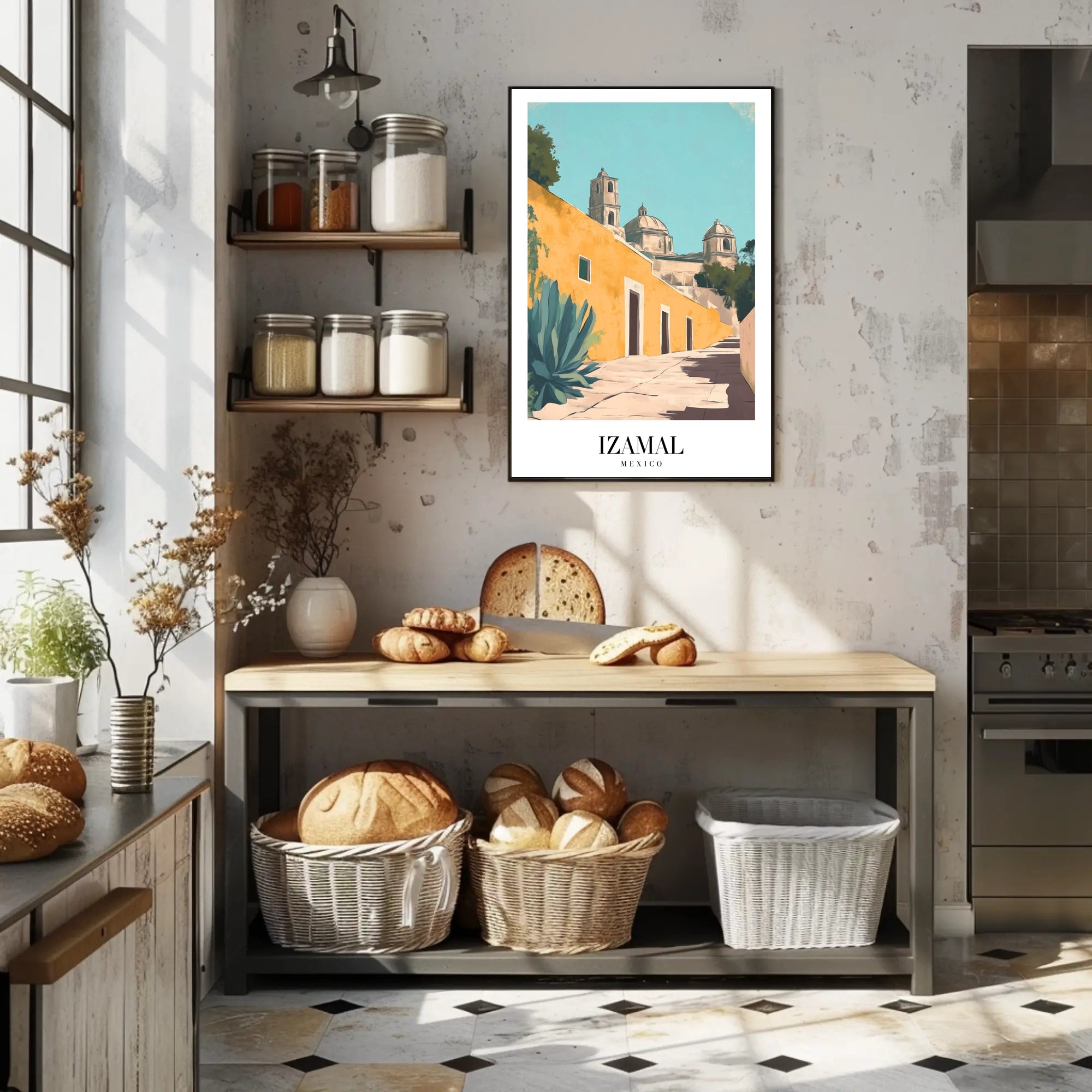 Izamal's Vibrant Yellow Streets: Cultural or Heritage Poster PosterGoat