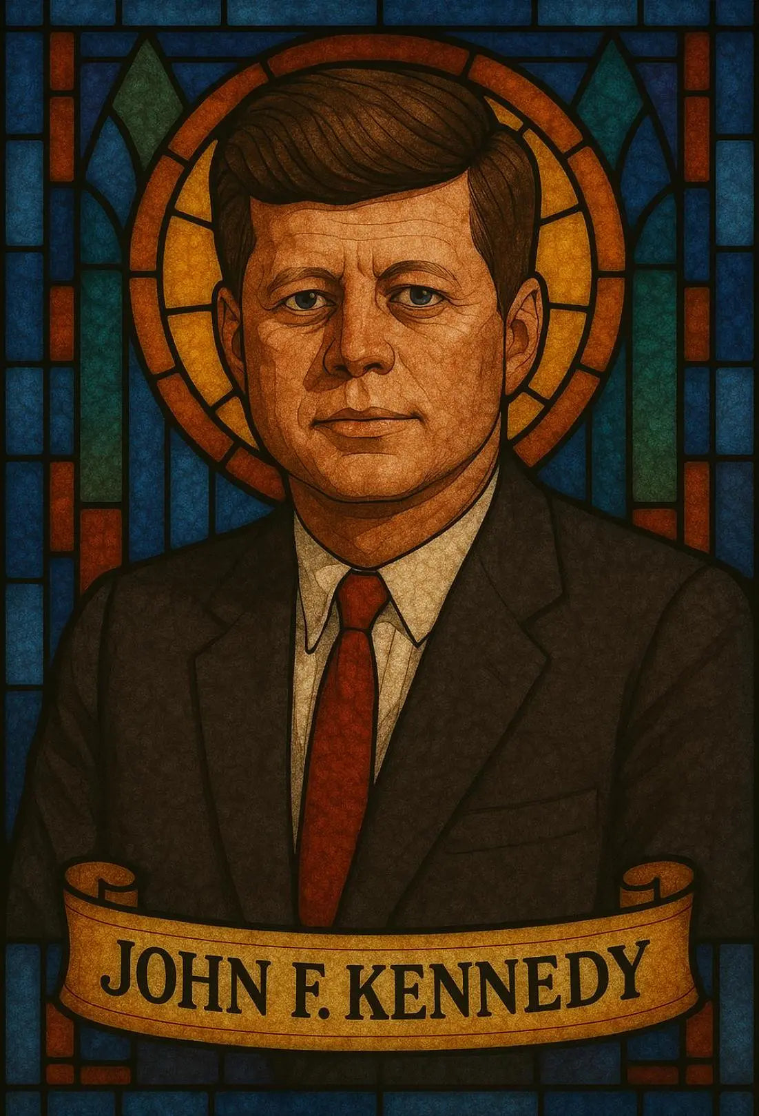 JFK Stained Glass Tribute Historical or Presidential Poster PosterGoat