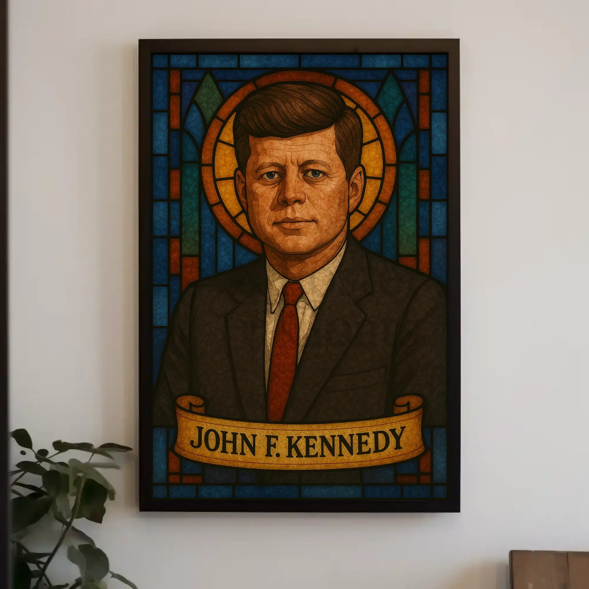 JFK Stained Glass Tribute Historical or Presidential Poster PosterGoat
