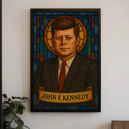 JFK Stained Glass Tribute Historical or Presidential Poster PosterGoat