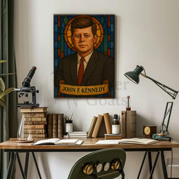 JFK Stained Glass Tribute Historical or Presidential Poster PosterGoat