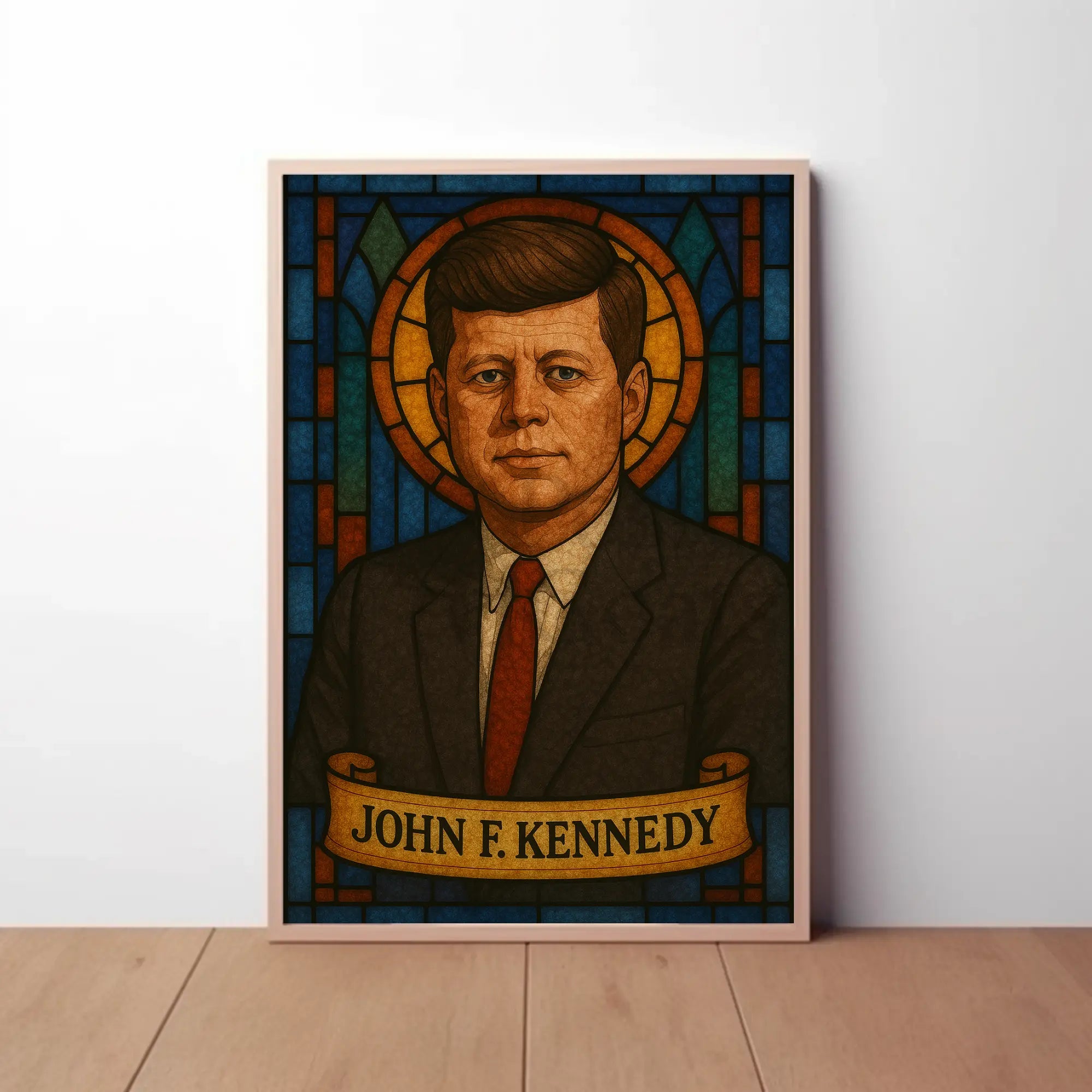 JFK Stained Glass Tribute Historical or Presidential Poster PosterGoat