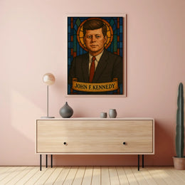 JFK Stained Glass Tribute Historical or Presidential Poster PosterGoat
