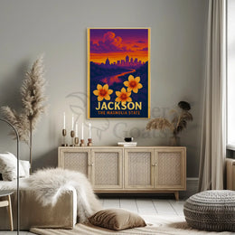 Jackson Mississippi Vintage Aesthetic Travel Poster PosterGoat