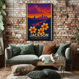 Jackson Mississippi Vintage Aesthetic Travel Poster PosterGoat