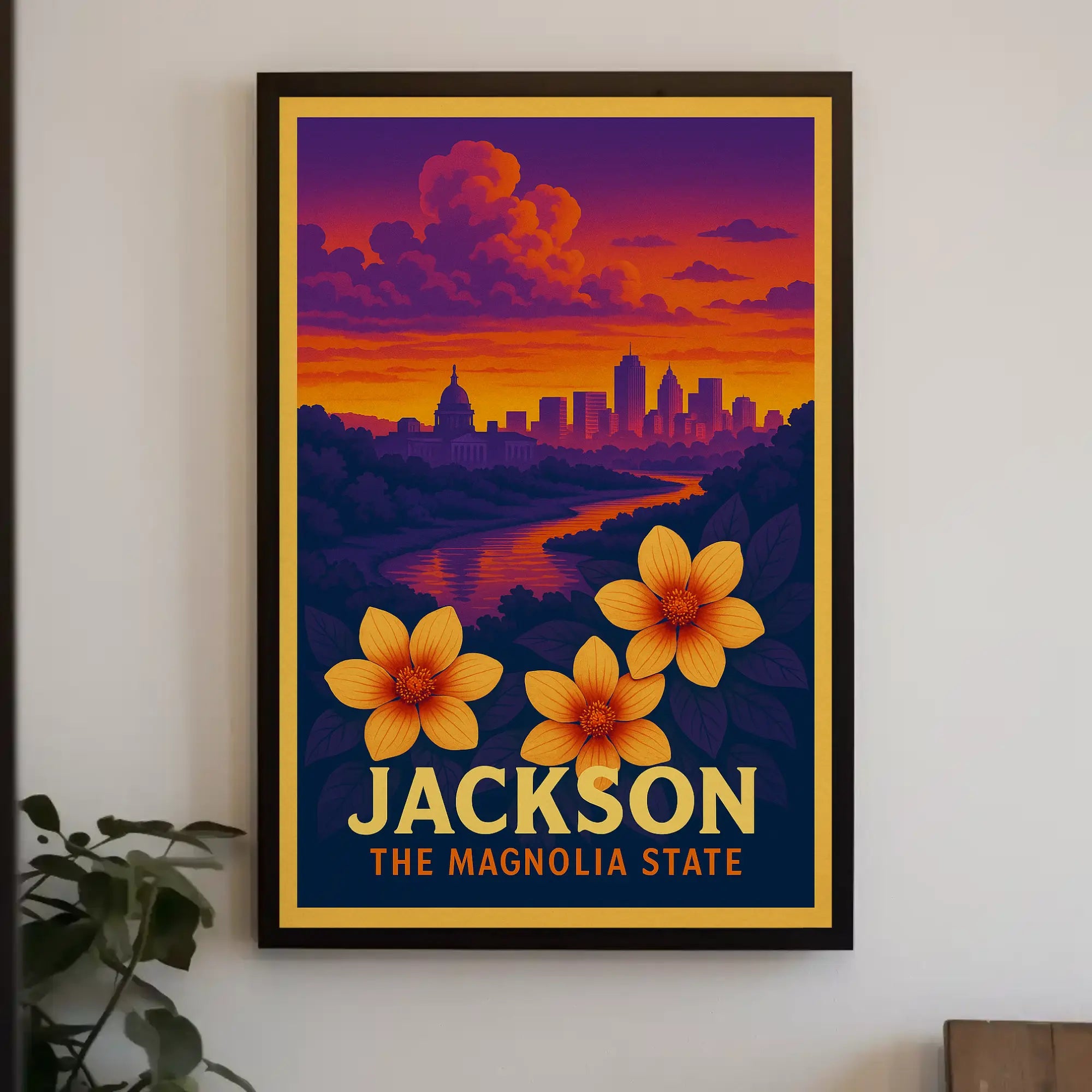 Jackson Mississippi Vintage Aesthetic Travel Poster PosterGoat