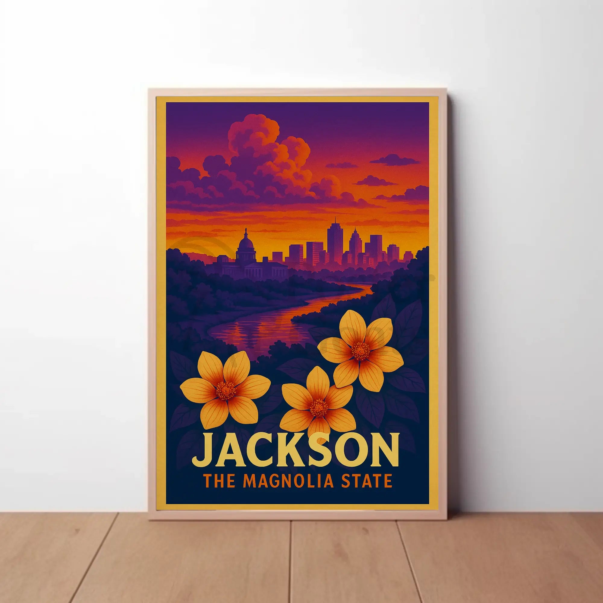 Jackson Mississippi Vintage Aesthetic Travel Poster PosterGoat
