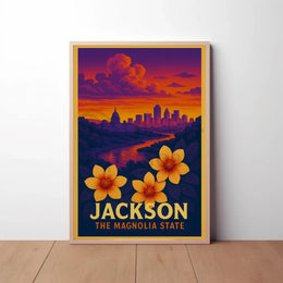 Jackson Mississippi Vintage Aesthetic Travel Poster PosterGoat
