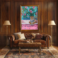 Jaguar in Bathtub Surrealism Art Animal Poster PosterGoat