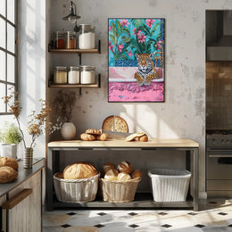 Jaguar in Bathtub Surrealism Art Animal Poster PosterGoat