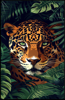 Jaguar in Lush Jungle: Vibrant Animal Poster PosterGoat