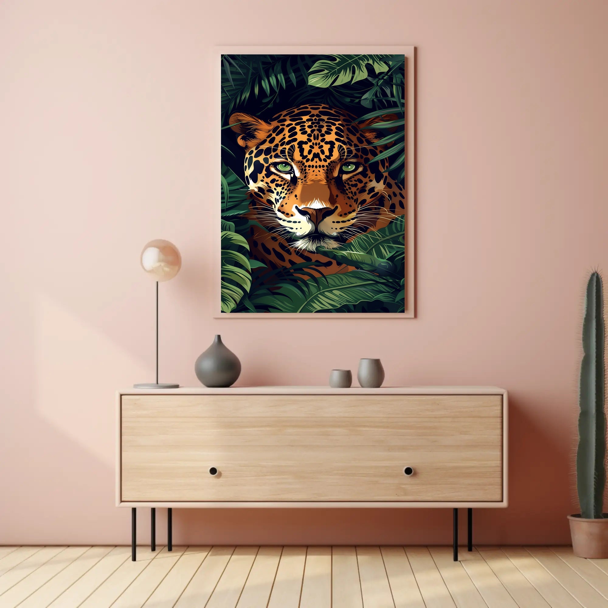 Jaguar in Lush Jungle: Vibrant Animal Poster PosterGoat