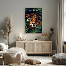Jaguar in Lush Jungle: Vibrant Animal Poster PosterGoat