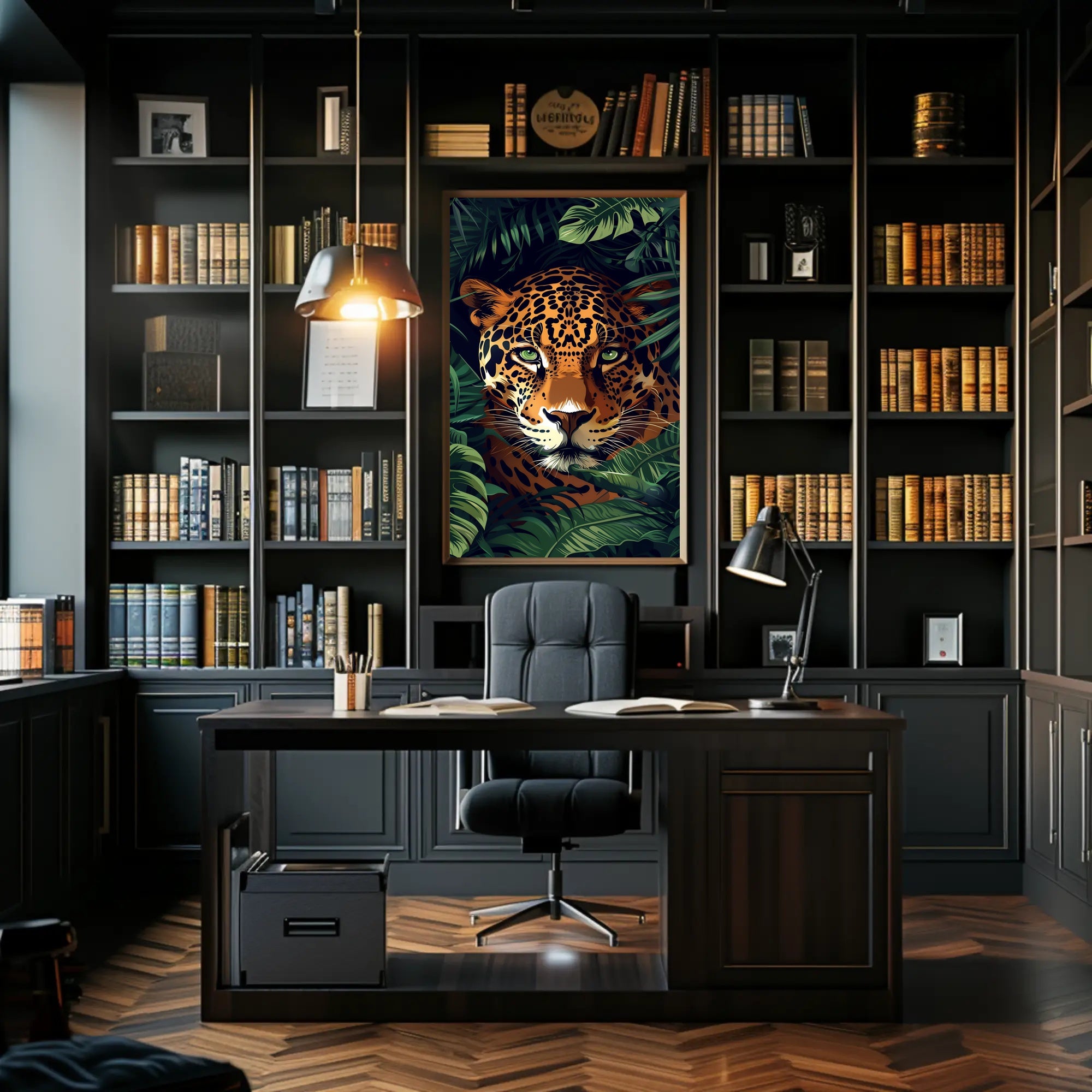 Jaguar in Lush Jungle: Vibrant Animal Poster PosterGoat