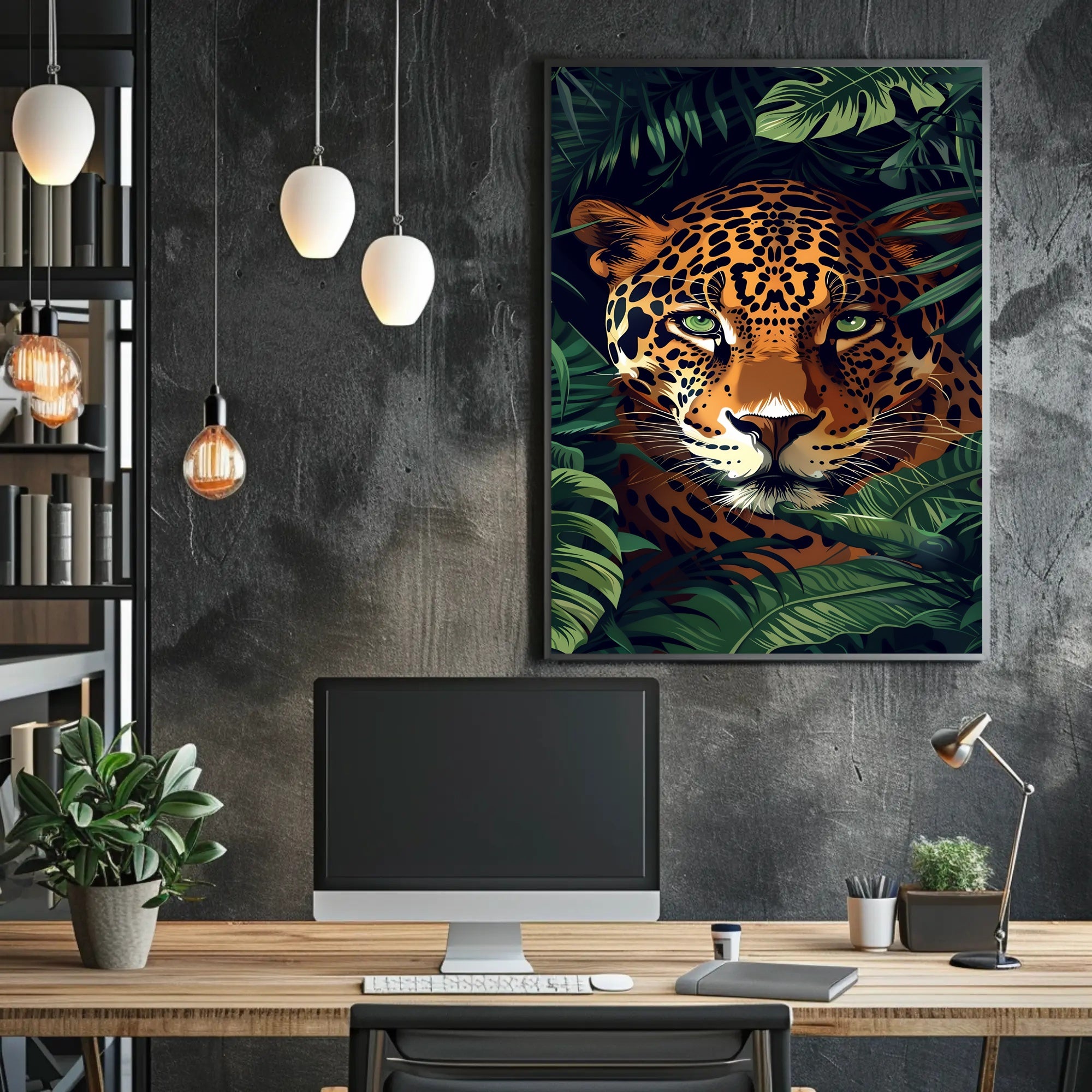 Jaguar in Lush Jungle: Vibrant Animal Poster PosterGoat