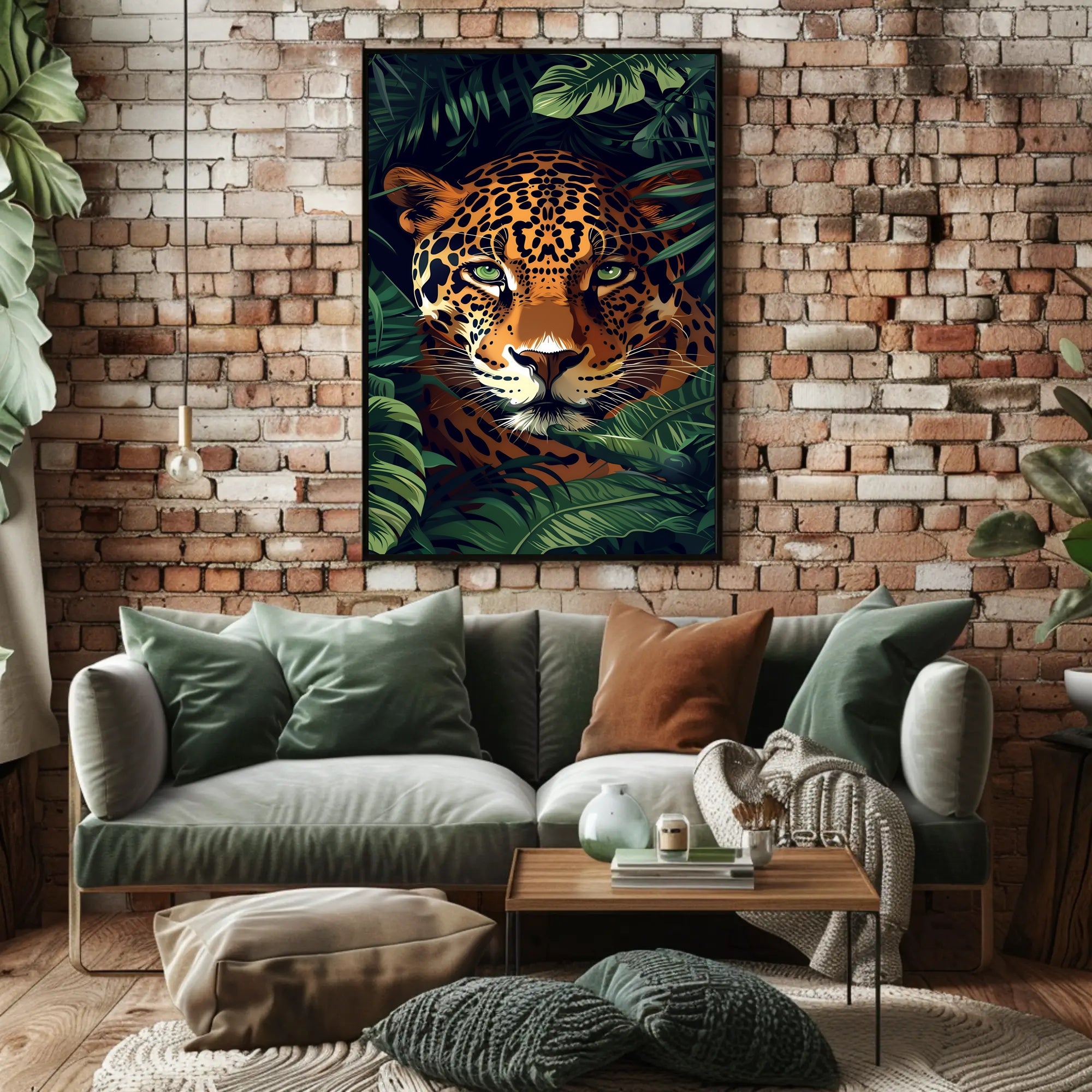 Jaguar in Lush Jungle: Vibrant Animal Poster PosterGoat