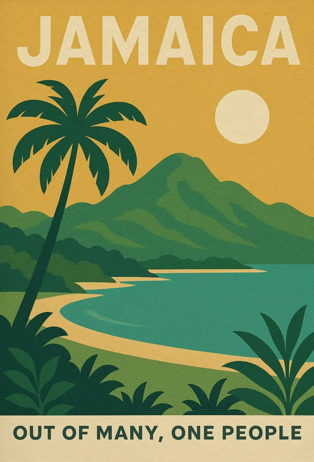Jamaica's Tranquil Beauty Celebrated in Travel Poster PosterGoat