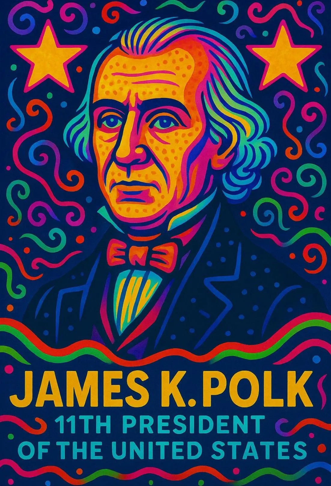 James K. Polk Vibrant Presidential Historical Poster PosterGoat