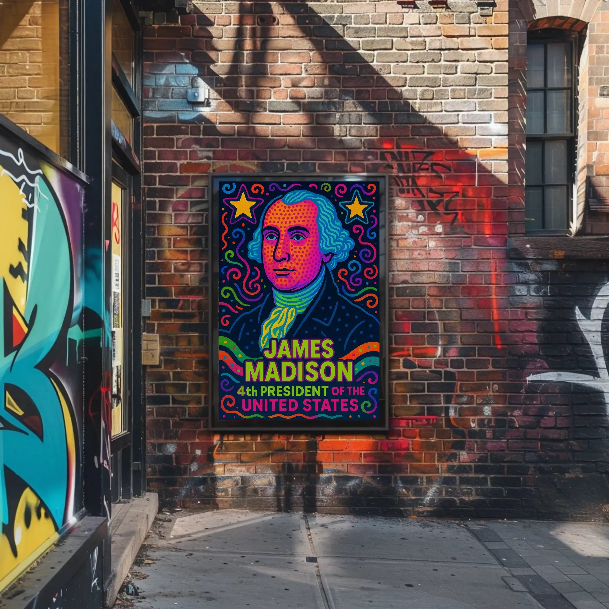 James Madison Neon Pop Art Historical Poster PosterGoat