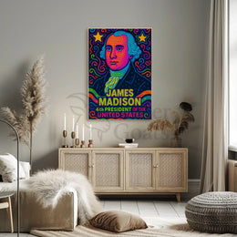 James Madison Neon Pop Art Historical Poster PosterGoat