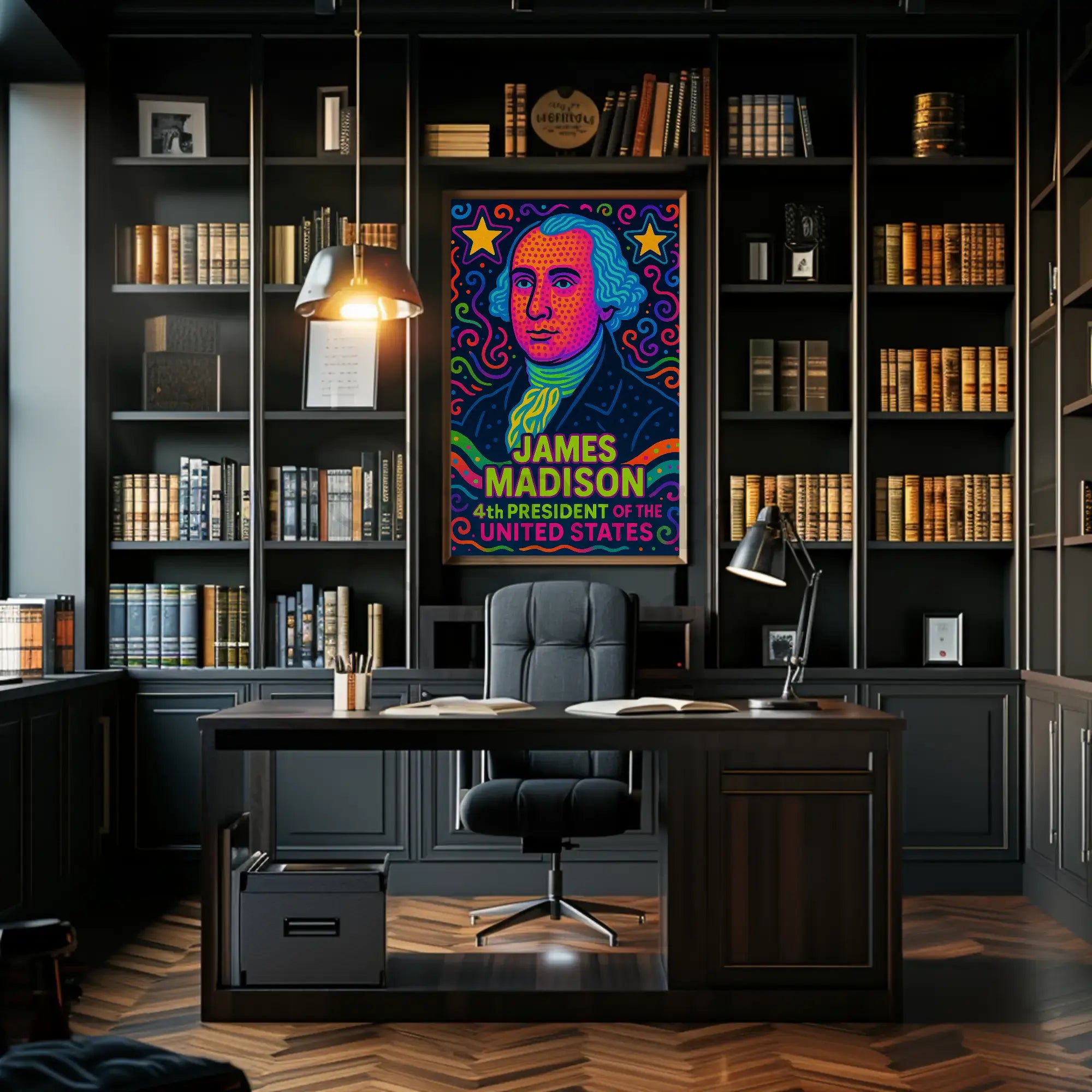 James Madison Neon Pop Art Historical Poster PosterGoat